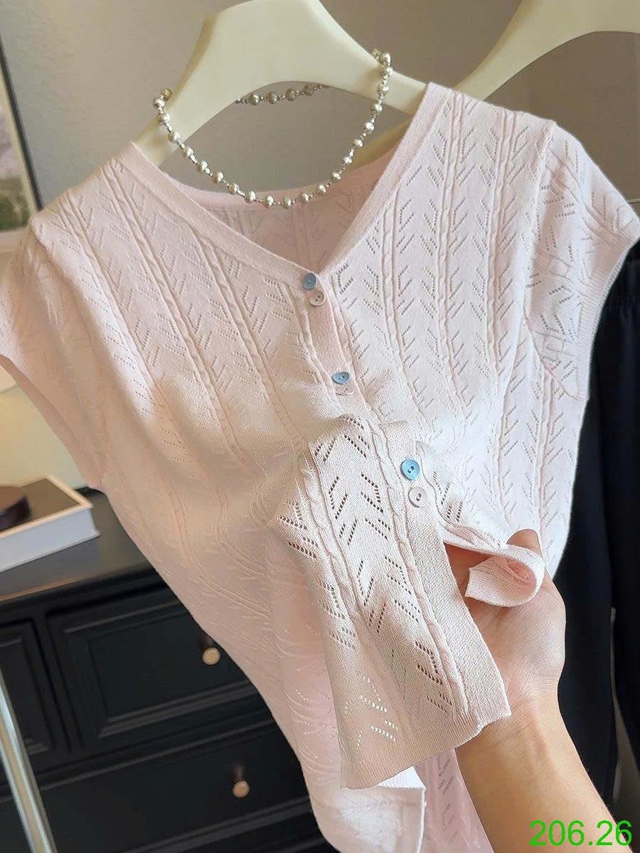 25HA206.26 - ÁO CARDIGAN DỆT KIM CỔ V