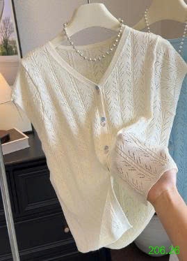 25HA206.26 - ÁO CARDIGAN DỆT KIM CỔ V
