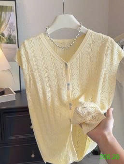 25HA206.26 - ÁO CARDIGAN DỆT KIM CỔ V