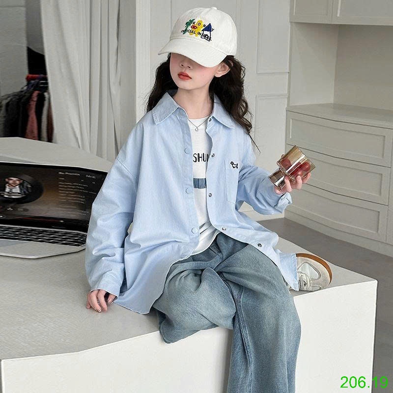25HA206.19 - ÁO SƠ MI FORM RỘNG CHO BÉ GÁI