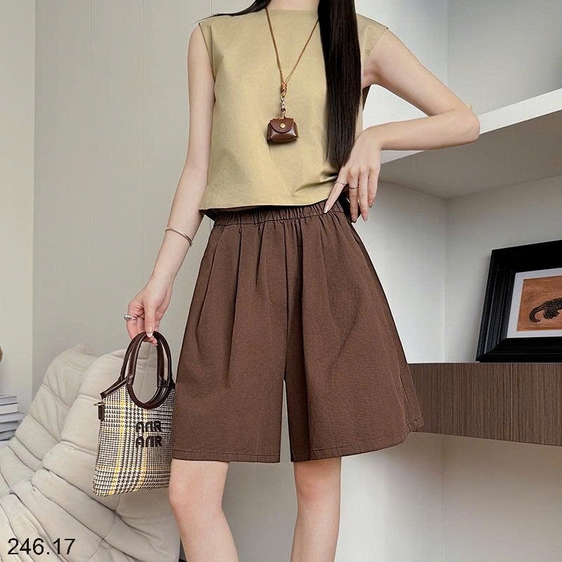 25HA246.17 - QUẦN SHORT NỮ ỐNG RỘNG CẠP CAO