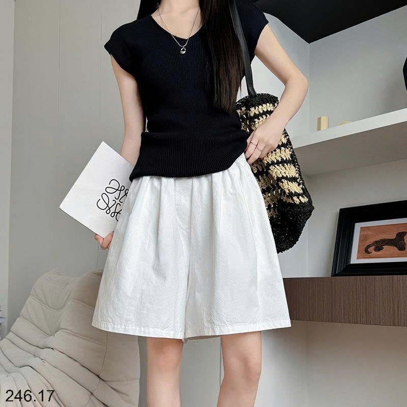 25HA246.17 - QUẦN SHORT NỮ ỐNG RỘNG CẠP CAO