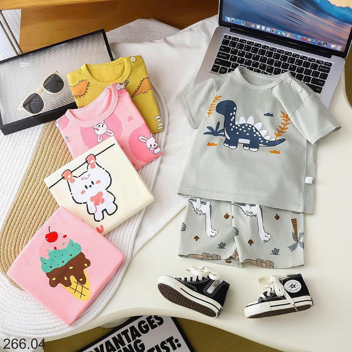 25HA266.04 - SET 2 BỘ COTTON MẶC NHÀ CHO BÉ YÊU