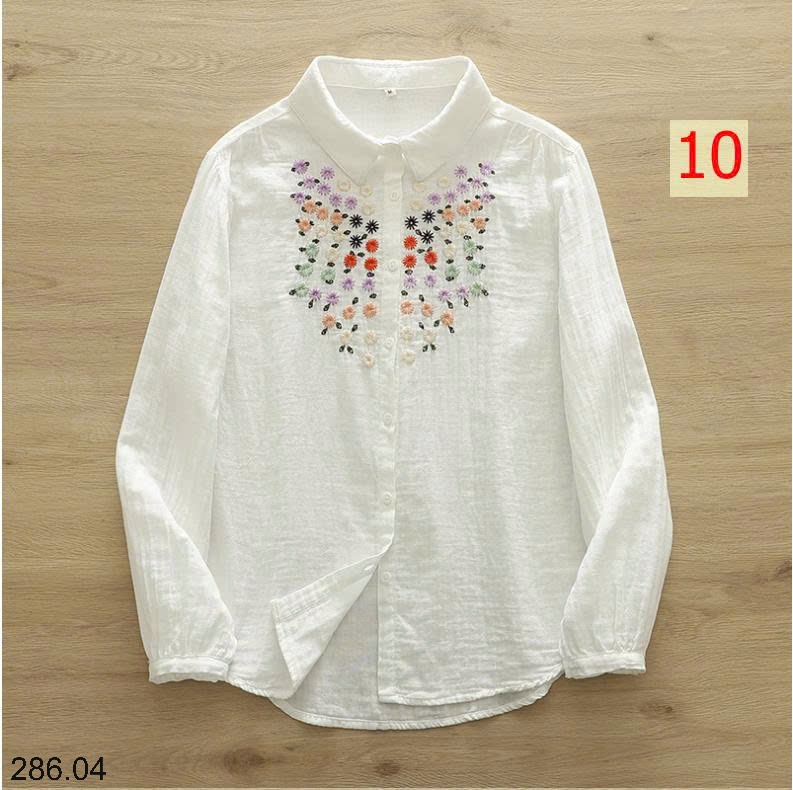 25HA286.04 - ÁO SƠ MI THÊU HOA CHO NỮ