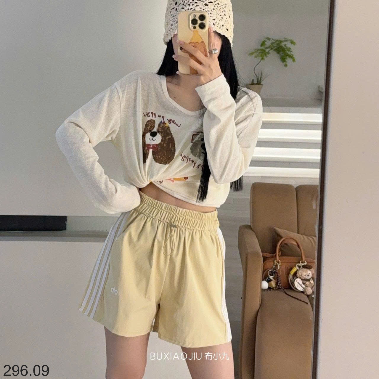 25HA296.09 - QUẦN SHORT KẺ NỮ THỂ THAO
