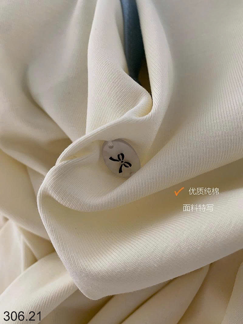 25HA306.21 - ÁO COTTON CỔ TRÒN PHỐI MÀU NỮ