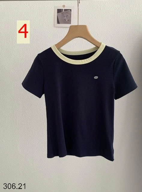 25HA306.21 - ÁO COTTON CỔ TRÒN PHỐI MÀU NỮ