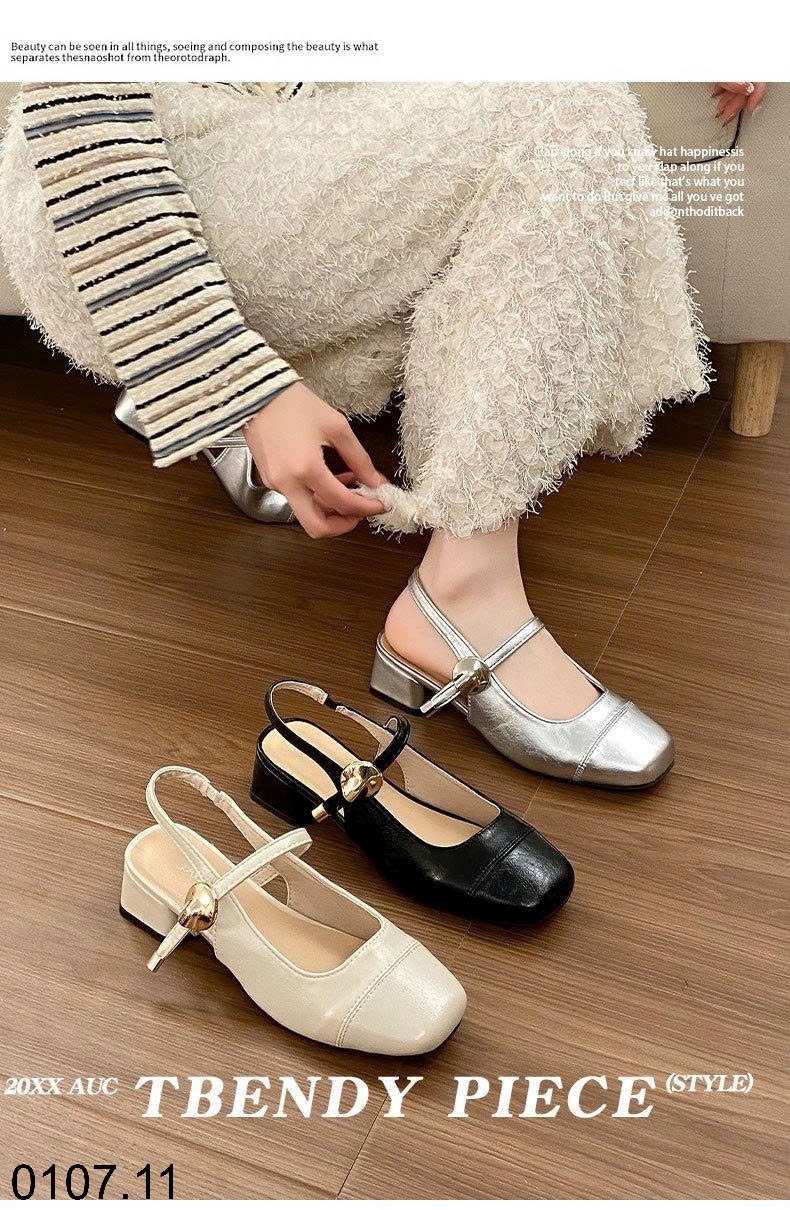 25HA0107.11 - SANDAL HỞ GÓT MŨI VUÔNG NỮ