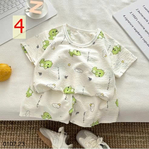 25HA0107.23 - BỘ MẶC NHÀ HOẠT HÌNH CỘC TAY CHO BÉ