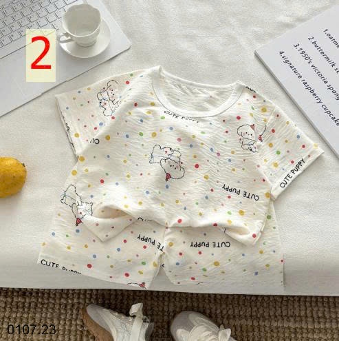25HA0107.23 - BỘ MẶC NHÀ HOẠT HÌNH CỘC TAY CHO BÉ