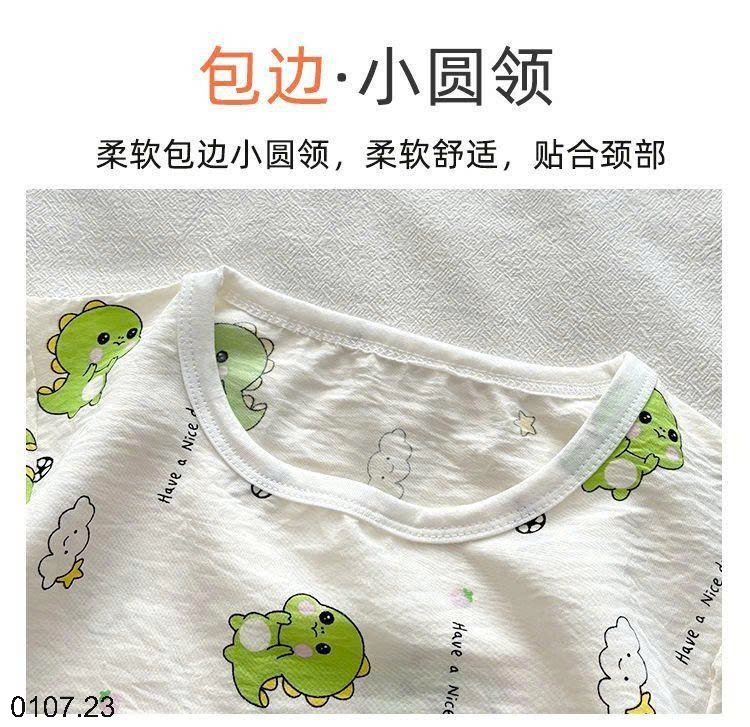 25HA0107.23 - BỘ MẶC NHÀ HOẠT HÌNH CỘC TAY CHO BÉ