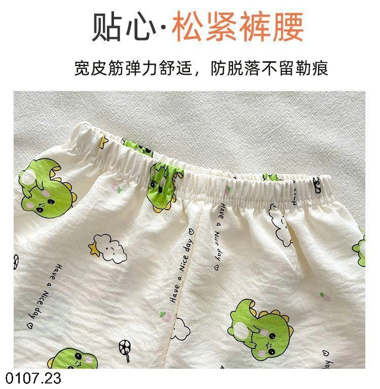 25HA0107.23 - BỘ MẶC NHÀ HOẠT HÌNH CỘC TAY CHO BÉ