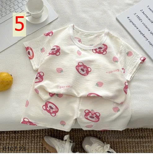 25HA0107.23 - BỘ MẶC NHÀ HOẠT HÌNH CỘC TAY CHO BÉ