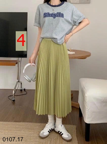 25HA0107.17 - CHÂN VÁY DÀI XẾP LY