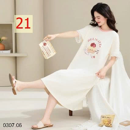 25HA0307.06 - VÁY NGỦ COTTON NGUYÊN CHẤT NỮ