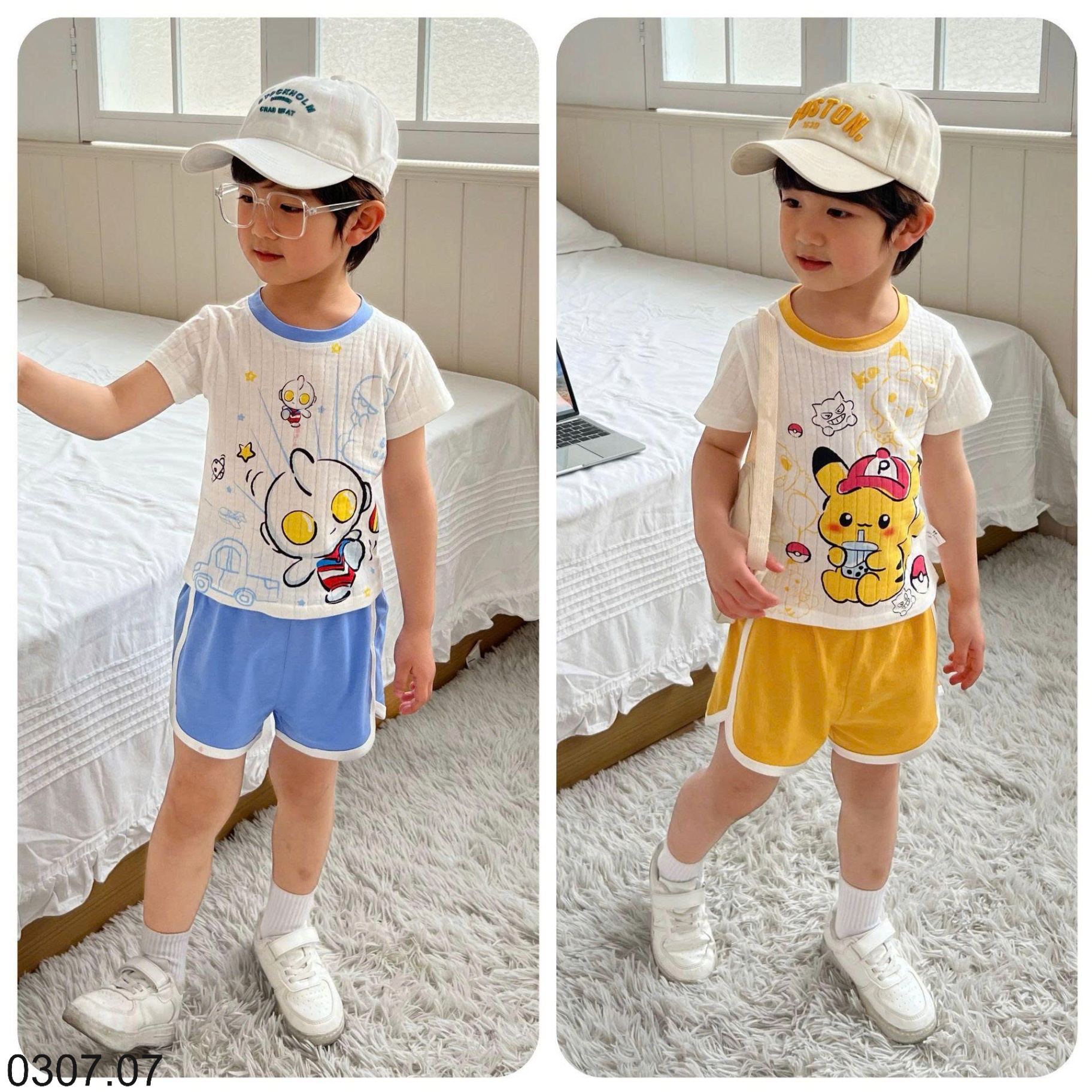 25HA0307.07 - BỘ HOẠT HÌNH CỘC TAY CHO BÉ HÃNG MOMO MOKOO