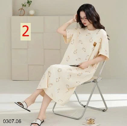 25HA0307.06 - VÁY NGỦ COTTON NGUYÊN CHẤT NỮ