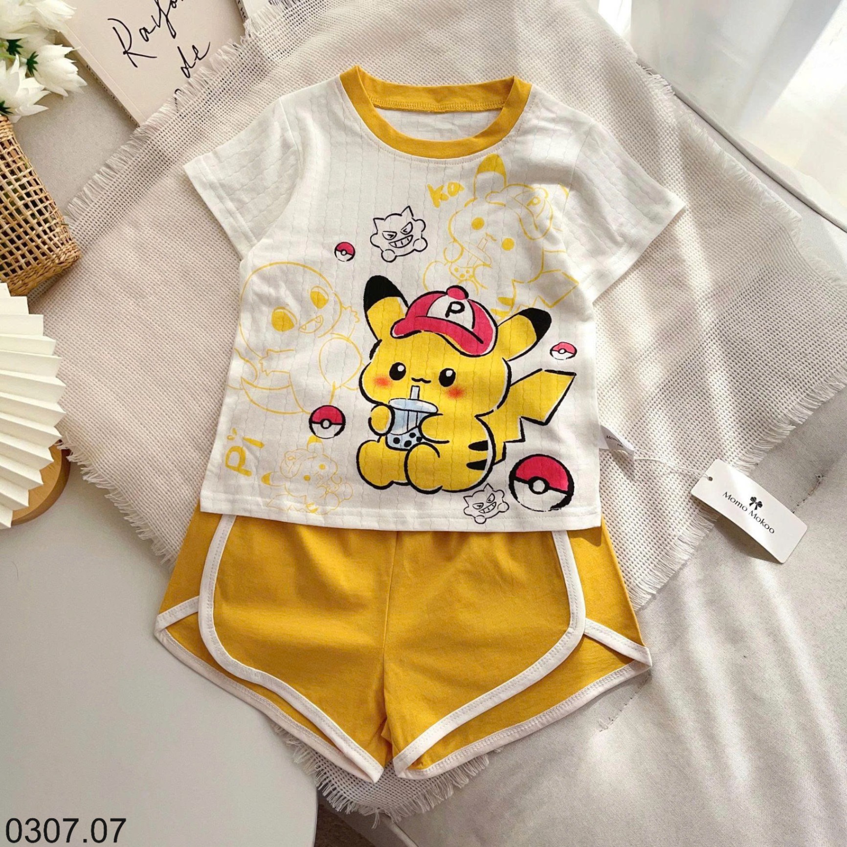 25HA0307.07 - BỘ HOẠT HÌNH CỘC TAY CHO BÉ HÃNG MOMO MOKOO