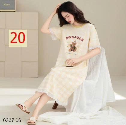 25HA0307.06 - VÁY NGỦ COTTON NGUYÊN CHẤT NỮ