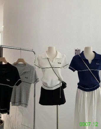 25HA0307.12 - ÁO DỆT KIM CỔ V