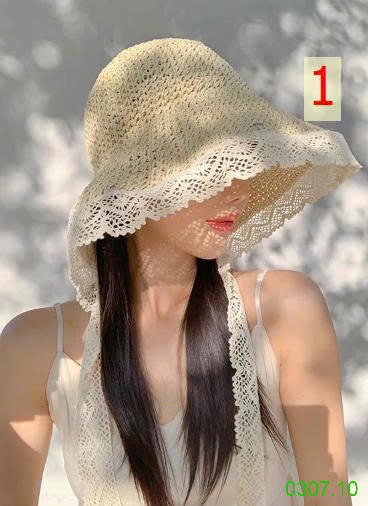 25HA0307.10 - MŨ CÓI VIỀN REN ĐI BIỂN