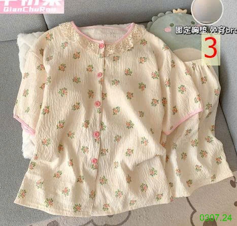 25HA0307.24 - BỘ CỘC NỮ MẶC NHÀ HỌA TIẾT