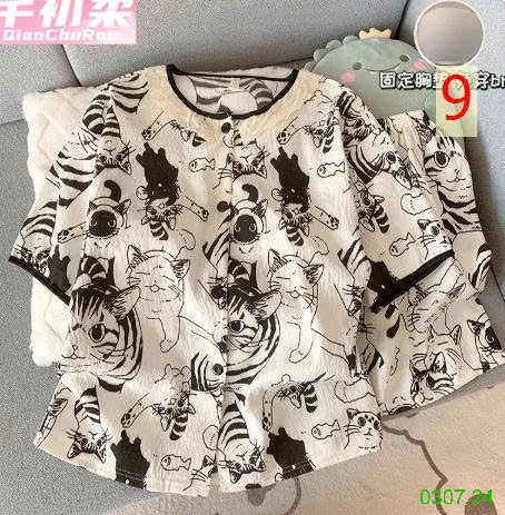 25HA0307.24 - BỘ CỘC NỮ MẶC NHÀ HỌA TIẾT