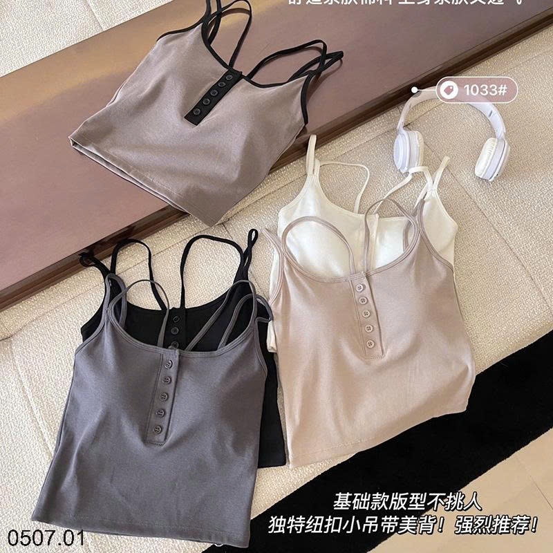 25HA0507.01 - ÁO 2 DÂY ĐAN LƯNG CÚC NGỰC KÈM BRA NỮ
