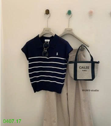 25HA0407.17 - ÁO POLO KẺ THÊU HÌNH NGỰA NHÀ WGWE