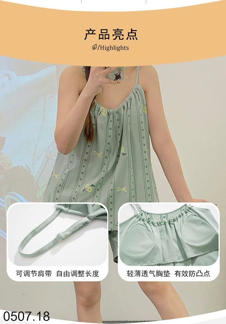 25HA0507.18 - BỘ HAI DÂY NỮ COTTON KÈM ĐỆM NGỰC