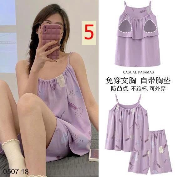 25HA0507.18 - BỘ HAI DÂY NỮ COTTON KÈM ĐỆM NGỰC
