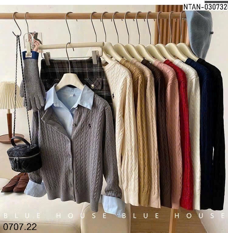 25HA0707.22 - ÁO LEN CARDIGAN THÊU HÌNH NGỰA