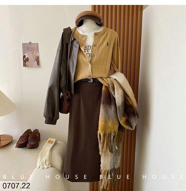 25HA0707.22 - ÁO LEN CARDIGAN THÊU HÌNH NGỰA