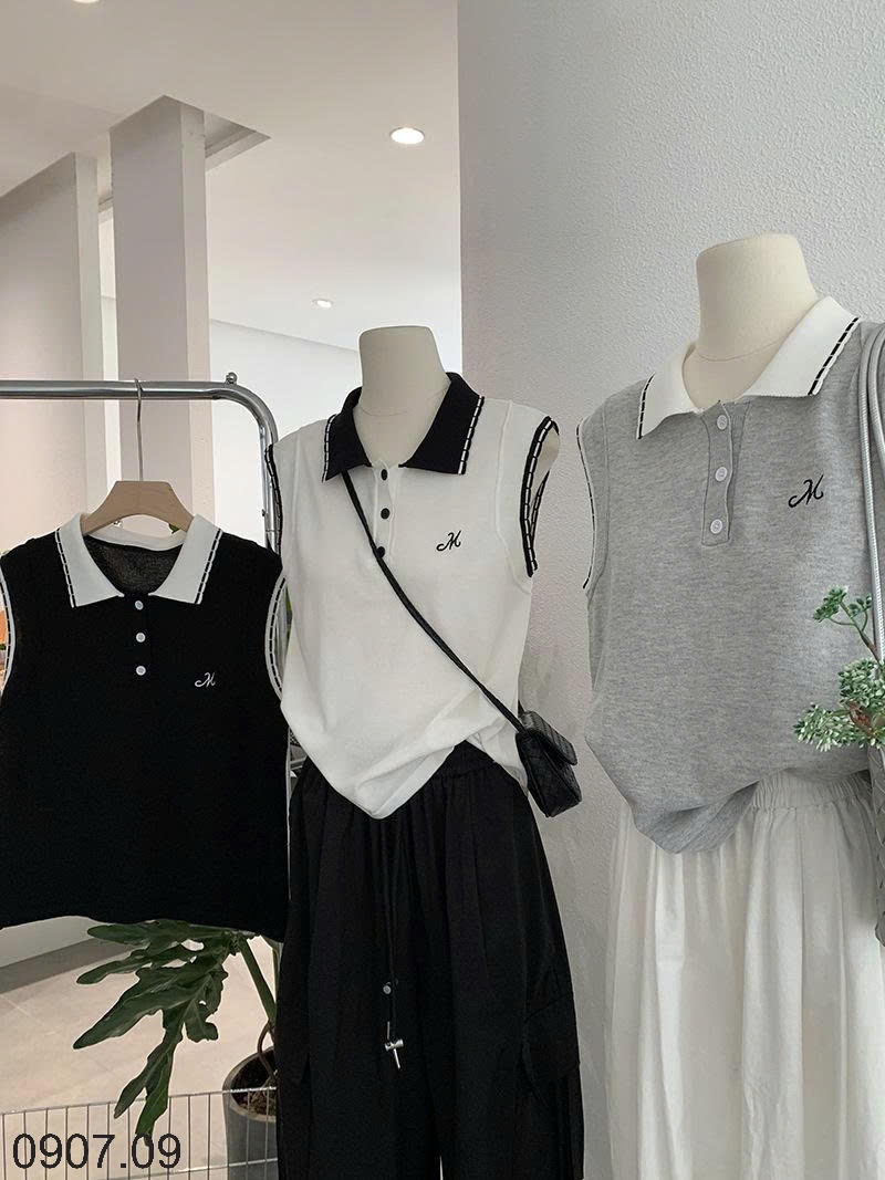 25HA0907.09 - ÁO POLO SÁT NÁCH CỔ PHỐI MÀU NỮ
