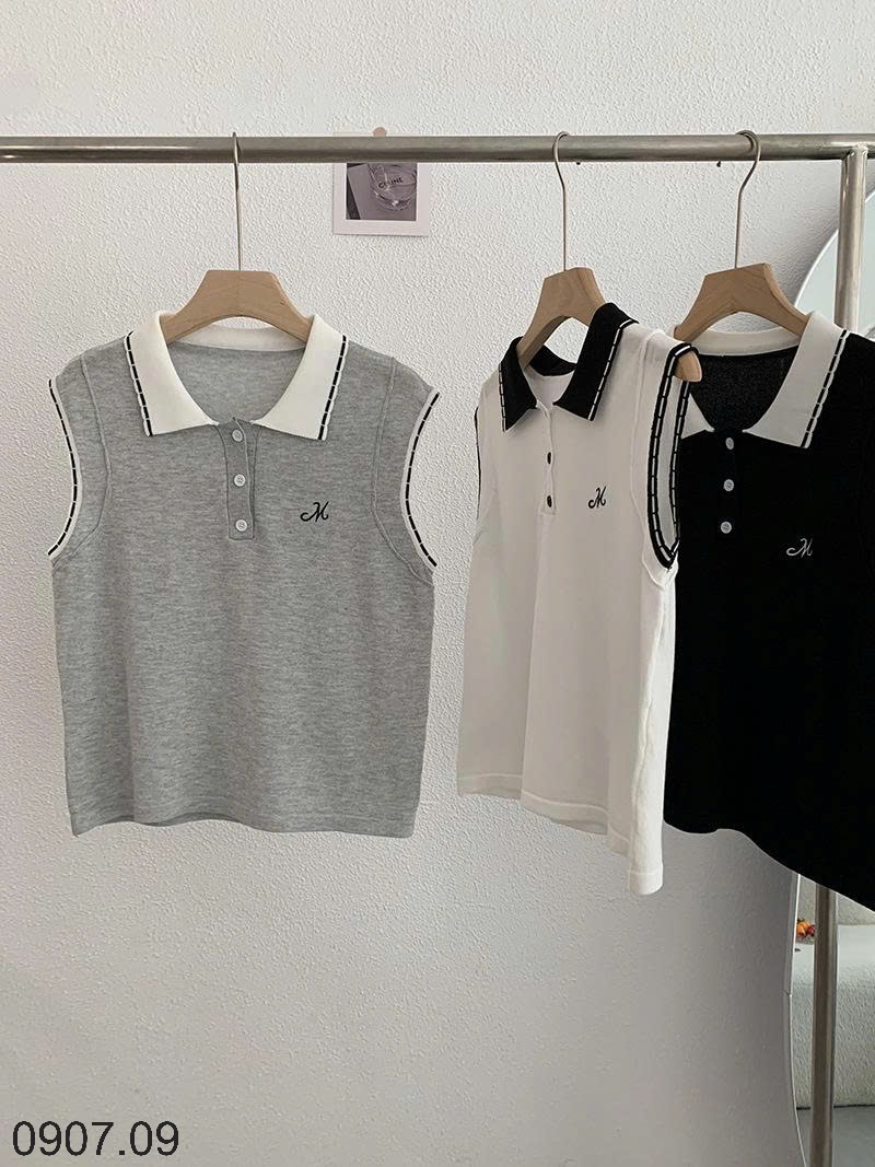 25HA0907.09 - ÁO POLO SÁT NÁCH CỔ PHỐI MÀU NỮ
