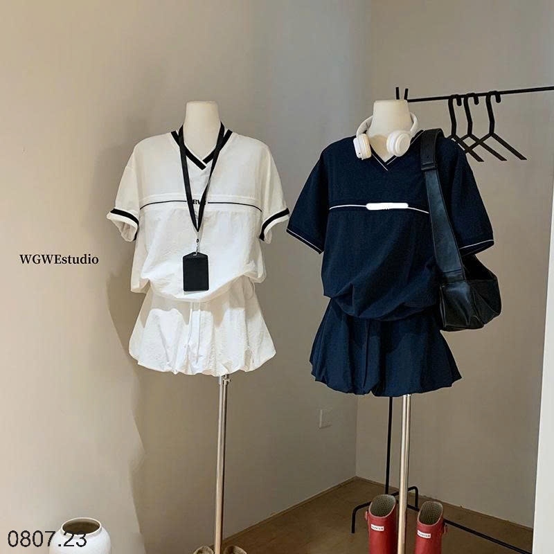 25HA0807.23 - SET BỘ VÁY THUN CỔ V WGWE CAO CẤP
