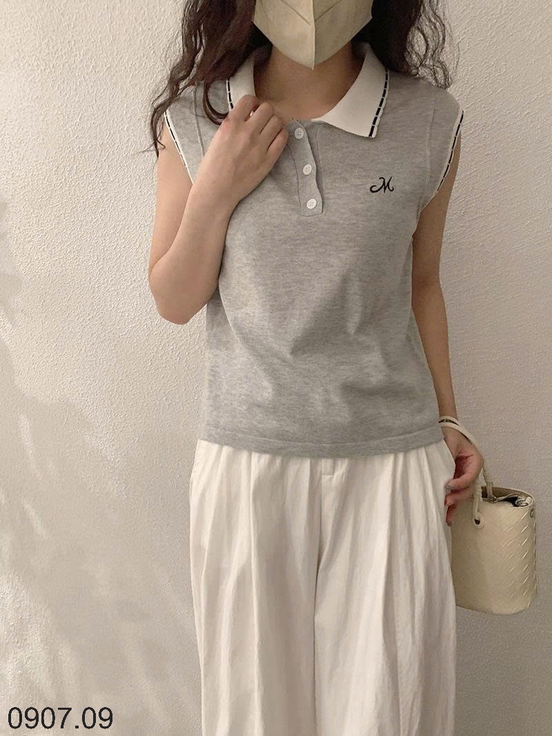 25HA0907.09 - ÁO POLO SÁT NÁCH CỔ PHỐI MÀU NỮ