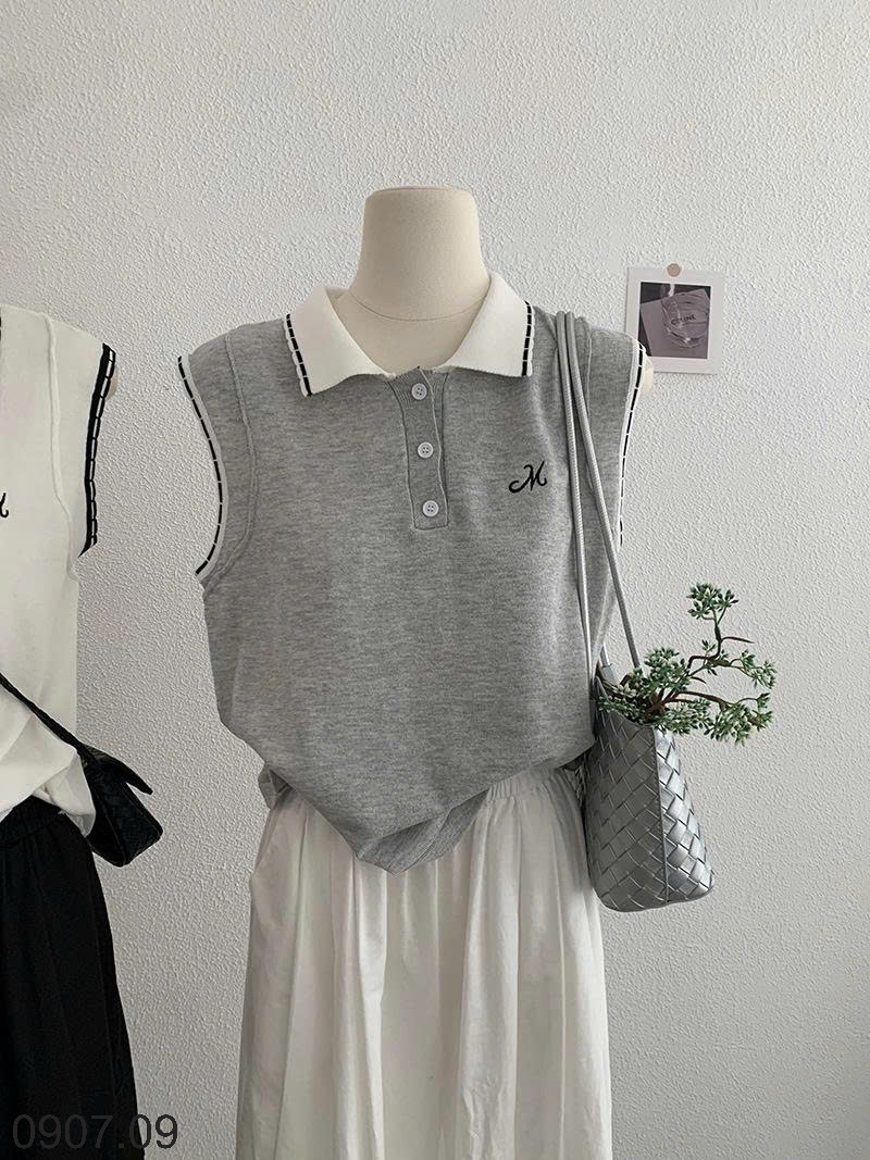 25HA0907.09 - ÁO POLO SÁT NÁCH CỔ PHỐI MÀU NỮ