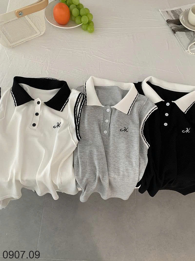 25HA0907.09 - ÁO POLO SÁT NÁCH CỔ PHỐI MÀU NỮ