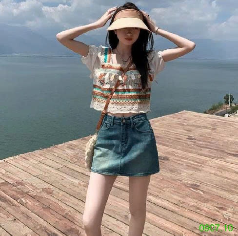 25HA0907.10 - CHÂN VÁY CHỮ A DENIM NỮ