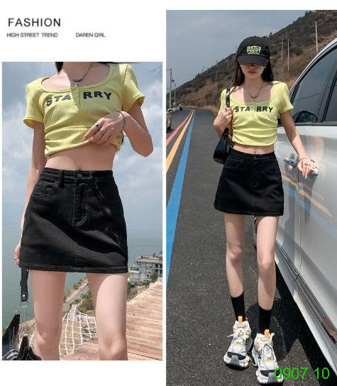 25HA0907.10 - CHÂN VÁY CHỮ A DENIM NỮ