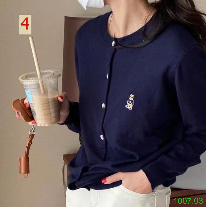 25HA1007.03 - ÁO LEN CARDIGAN NỮ THÊU HÌNH GẤU