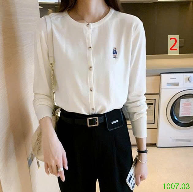 25HA1007.03 - ÁO LEN CARDIGAN NỮ THÊU HÌNH GẤU