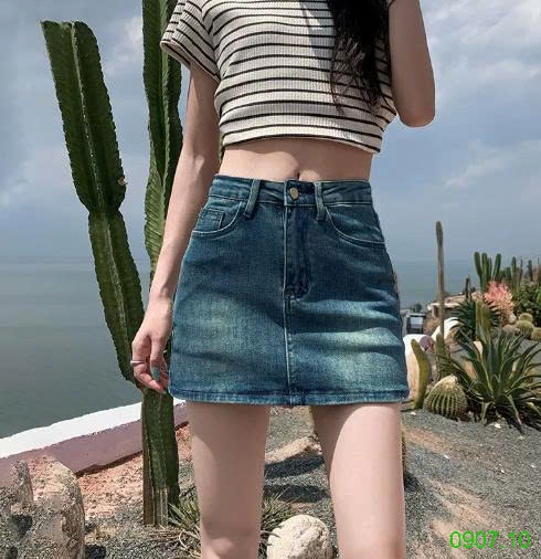 25HA0907.10 - CHÂN VÁY CHỮ A DENIM NỮ