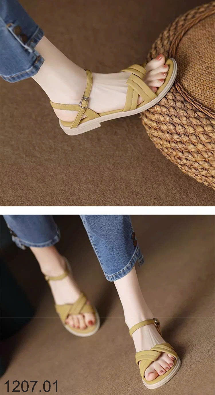 25HA1207.01 - SANDAL QUAI ĐAN ĐẾ BỆT CHO NỮ