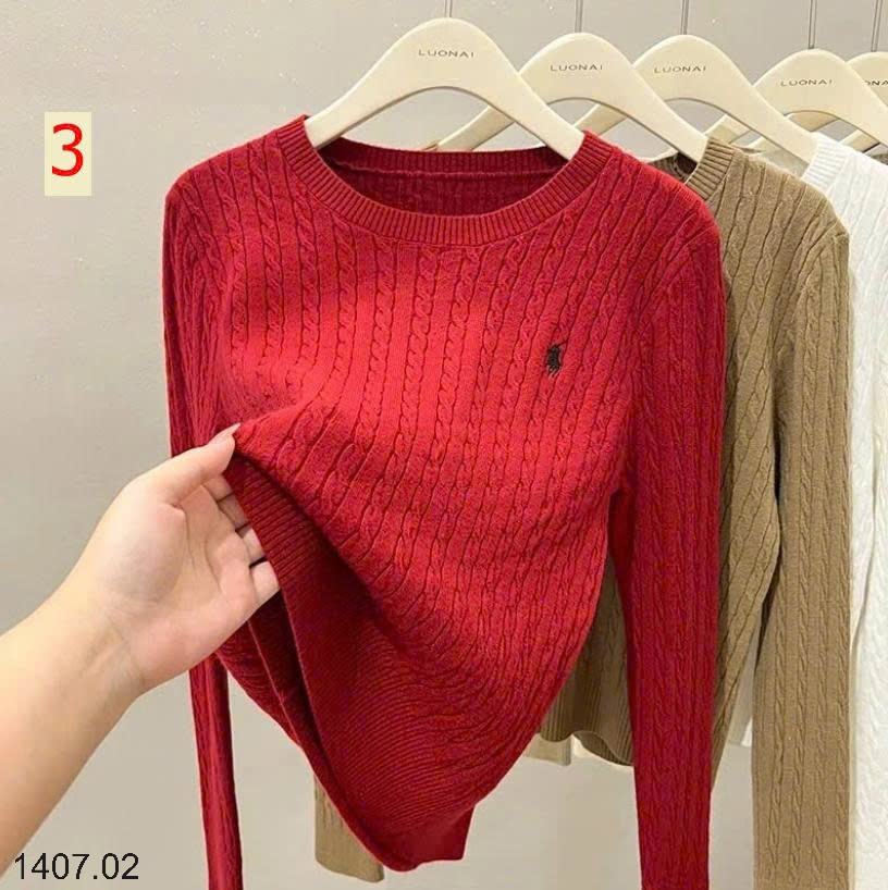25HA1407.02 - ÁO LEN VẶN THỪNG CỔ TRÒN THÊU HÌNH NGỰA