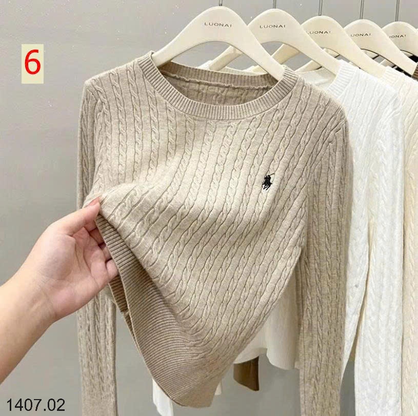 25HA1407.02 - ÁO LEN VẶN THỪNG CỔ TRÒN THÊU HÌNH NGỰA