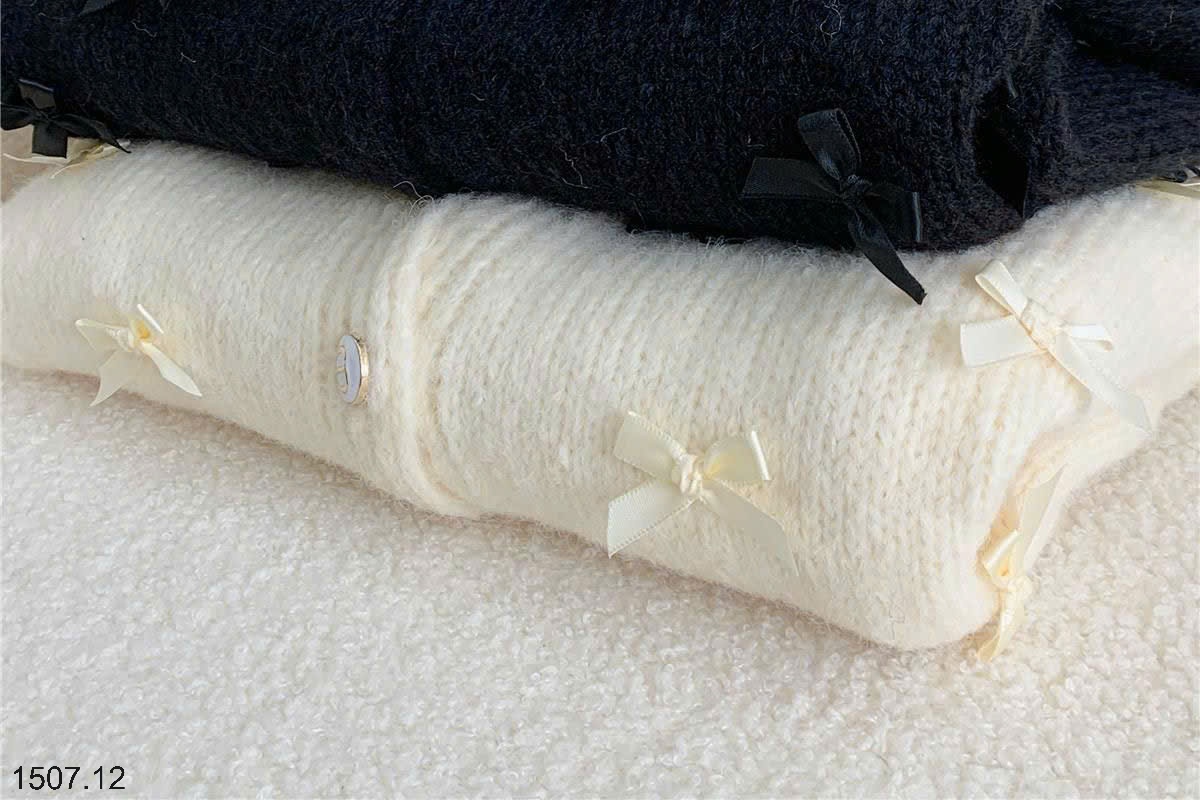 25HA1507.12 - ÁO LEN CARDIGAN ĐÍNH NƠ CHO NỮ