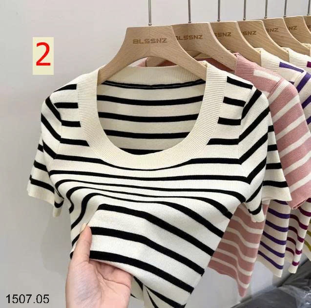 25HA1507.05 - ÁO LEN KẺ DỆT KIM NỮ