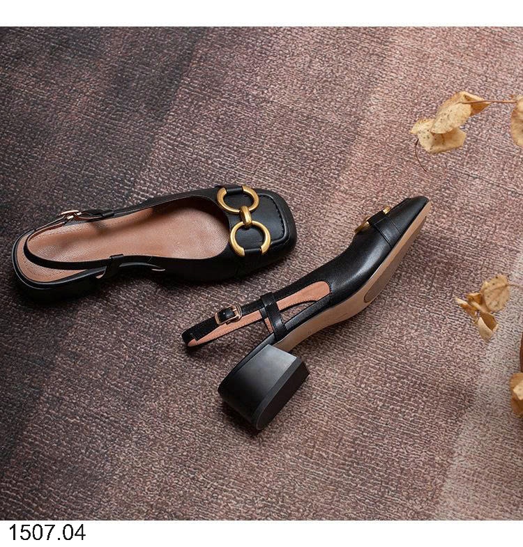 25HA1507.04 - GIÀY SANDAL MŨI VUÔNG RETRO